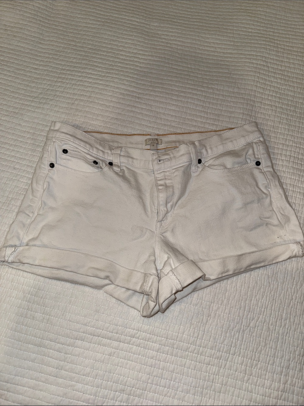 J. Crew White Rolled-Hem Denim Shorts